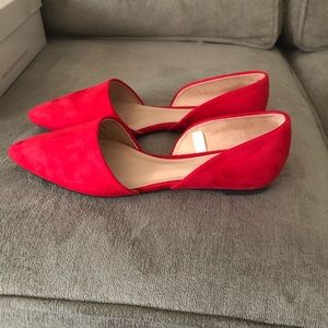 Red suede flats 7.5